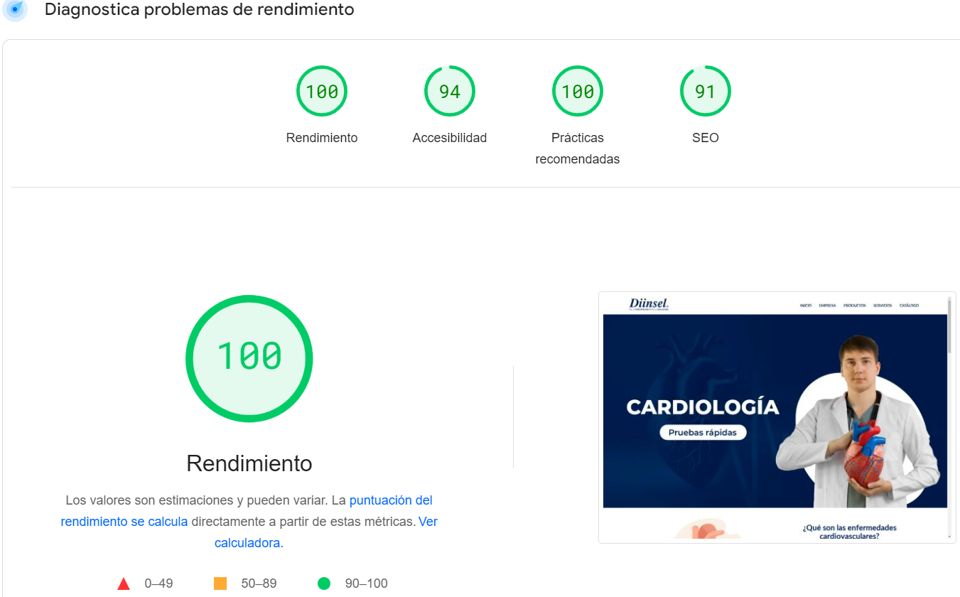 Secciones de Inicio y Contacto del menu