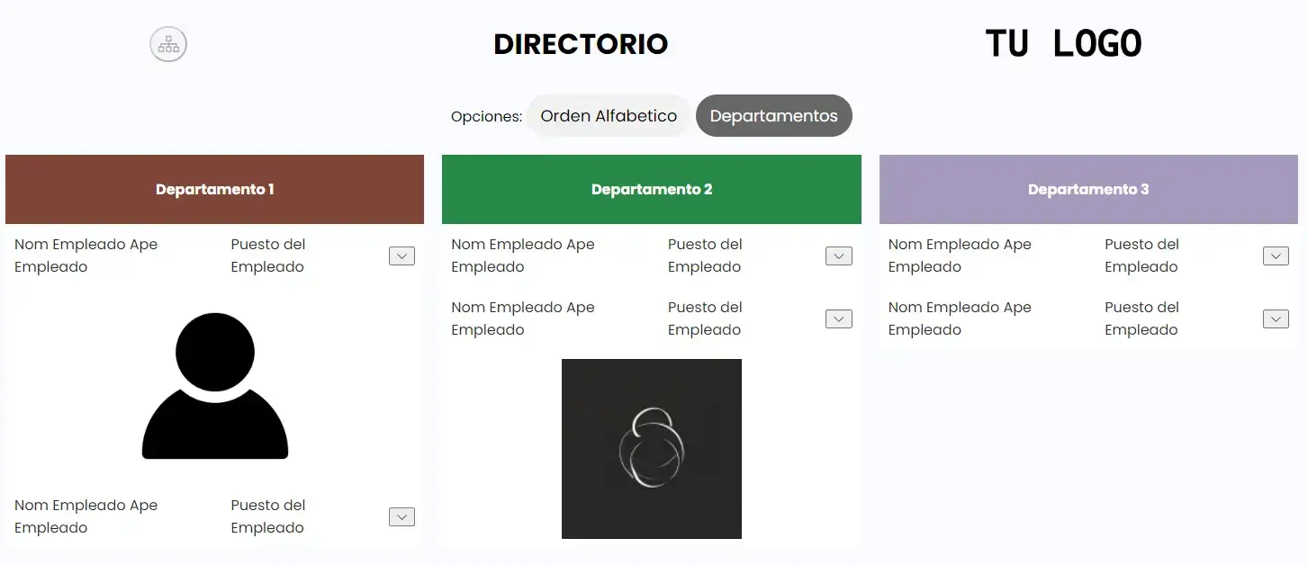 Vista de los empleados por departamento