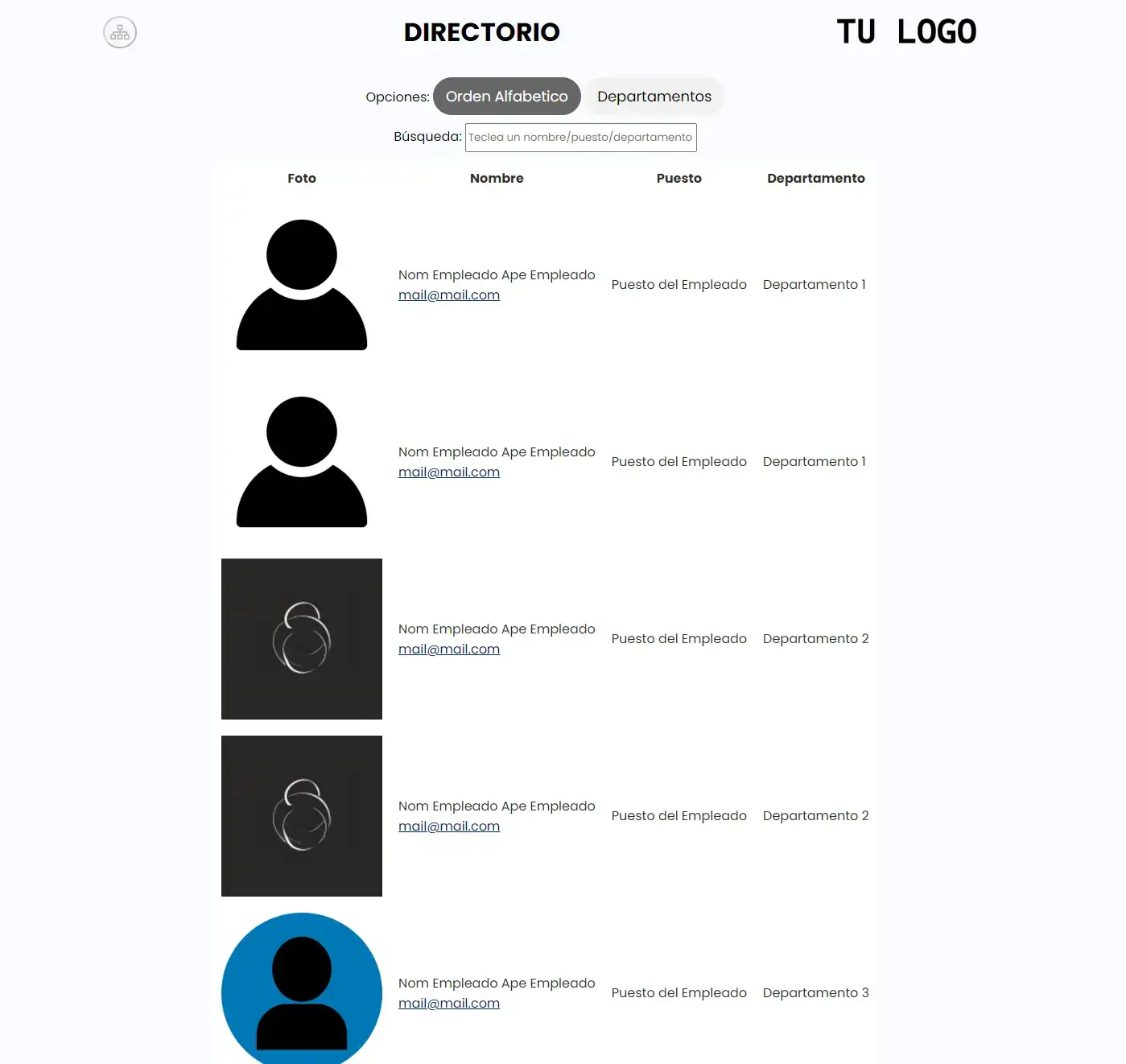 Vizualizacion de todos los empleados alfabeticamente